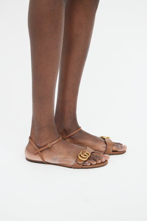 Gucci Brown GG Marmont Wrap Sandal