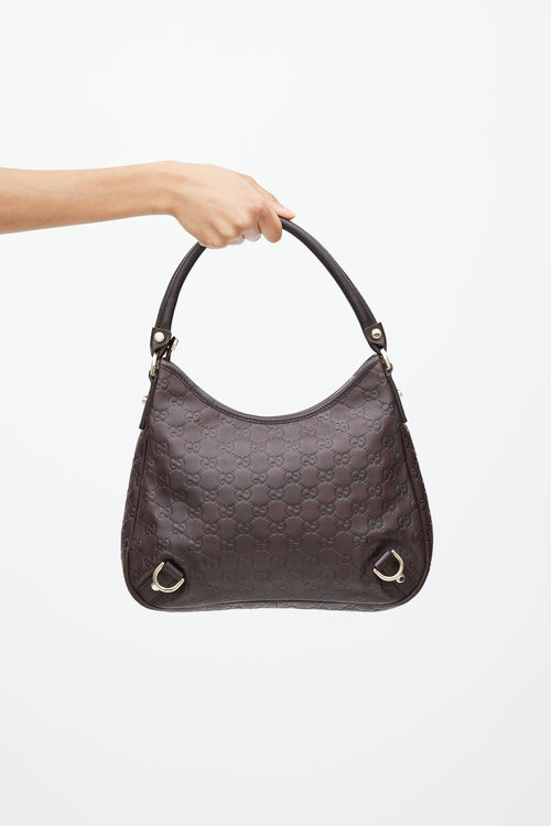 Gucci Brown Leather Guccissima Monogram Abbey Bag