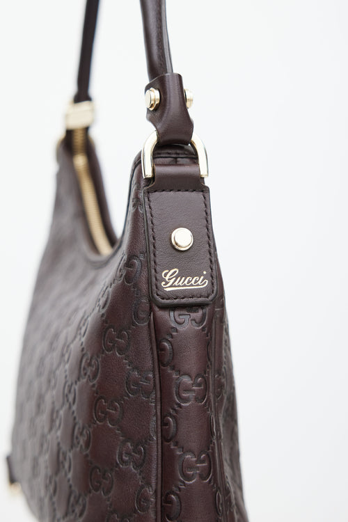 Gucci Brown Leather Guccissima Monogram Abbey Bag