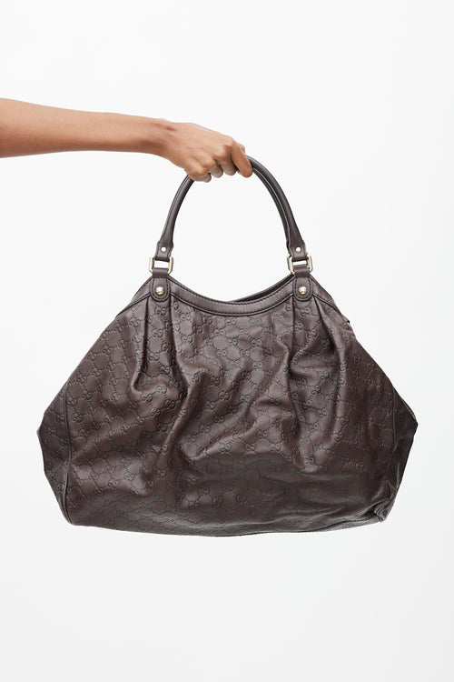 Gucci Brown Leather Guccissima Sukey Shoulder Bag