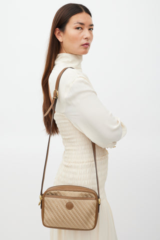 Gucci Brown Leather & Ophidia Crossbody Bag
