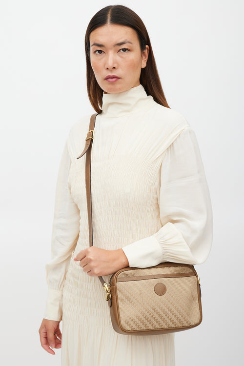 Gucci Brown Leather & Ophidia Crossbody Bag