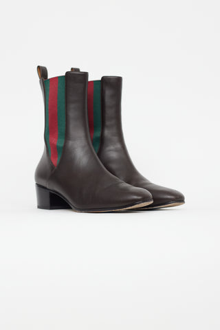 Gucci Brown Leather Chelsea Ankle Boot