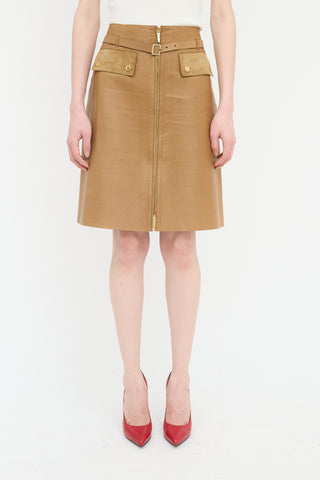 Gucci Leather Belted Skirt