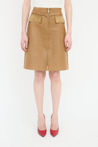 Gucci Leather Belted Skirt