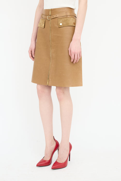 Gucci Leather Belted Skirt