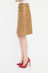 Gucci Leather Belted Skirt