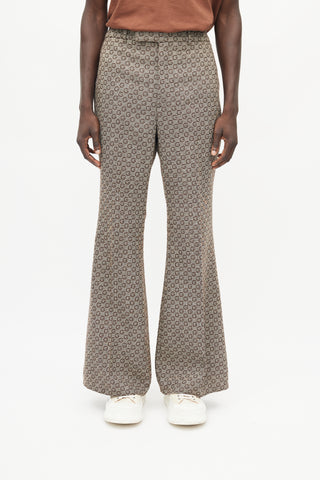 Gucci Brown Monogram Flared Trouser