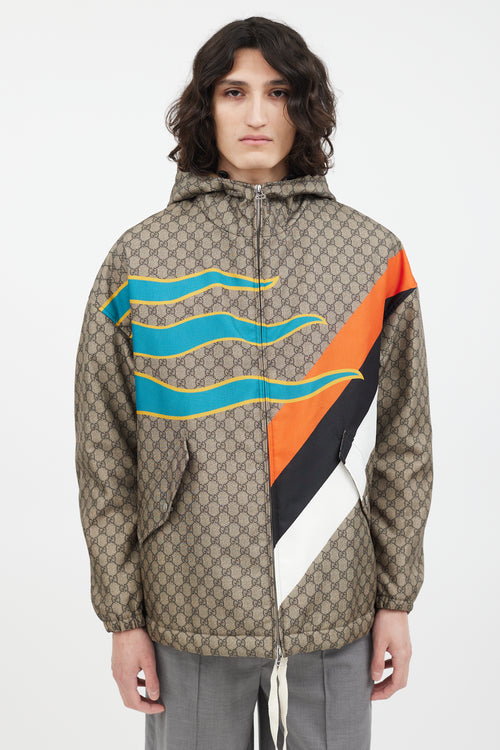 Gucci Brown & Multi GG Centum Monogram Jacket
