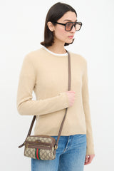 Gucci Brown & Multi GG Supreme Ophidia Mini Crossbody Bag
