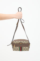 Gucci Brown & Multi GG Supreme Ophidia Mini Crossbody Bag