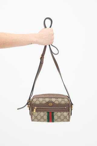 Gucci Brown & Multi GG Supreme Ophidia Mini Crossbody Bag