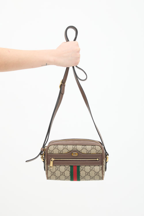 Gucci Brown & Multi GG Supreme Ophidia Mini Crossbody Bag