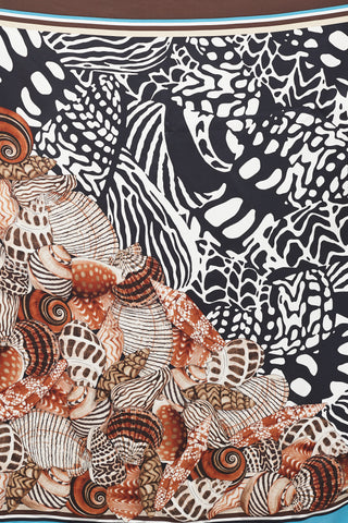 Gucci Brown & Multi Shell Printed Silk Scarf