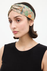 Gucci Brown & Multi Silk GG Blooms Twist Headband