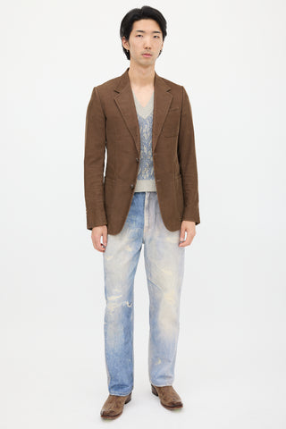 Gucci Brown & Multicolour Corduroy Blazer