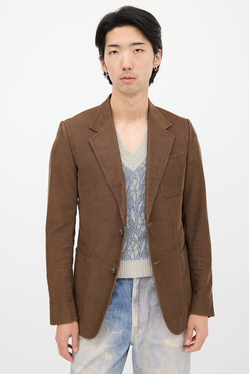 Gucci Brown & Multicolour Corduroy Blazer