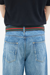 Gucci Brown & Multicolour Leather Web Stripe Interlocking GG Belt