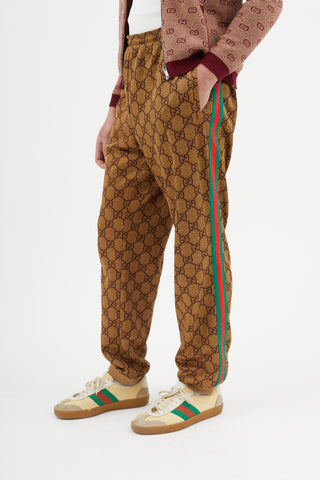 Gucci Brown & Multicolour Monogram Stripe Trouser