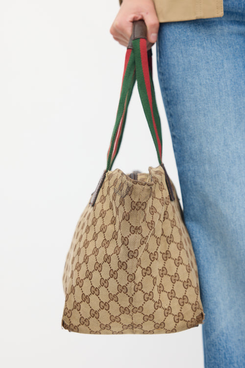 Gucci Brown & Multicolour Monogram Striped Tote