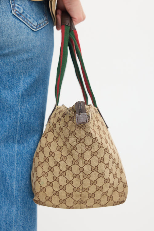 Gucci Brown & Multicolour Monogram Striped Tote