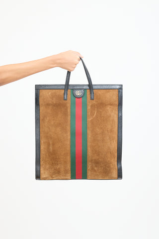 Gucci Brown & Multicolour Suede Ophidia Larde Tote