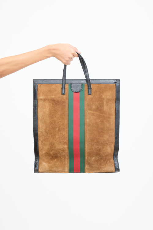 Gucci Brown & Multicolour Suede Ophidia Larde Tote