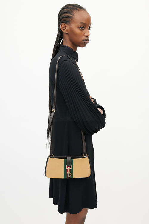 Gucci Brown & Multicolour Web Mini Striped Bag