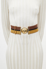 Gucci Brown & Multicolour Webbed Striped Belt