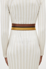 Gucci Brown & Multicolour Webbed Striped Belt