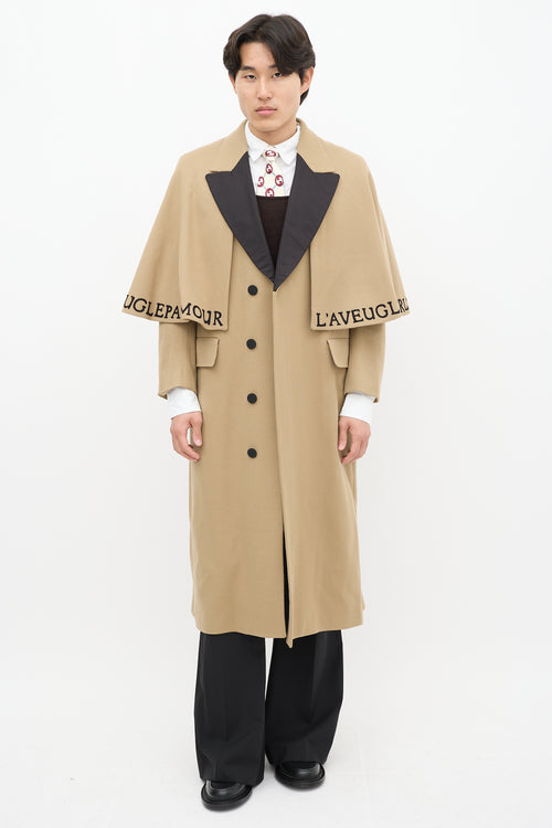 Gucci Brown & Multicolour Wool Cape Coat