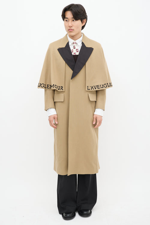 Gucci Brown & Multicolour Wool Cape Coat