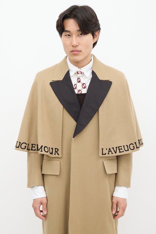 Gucci Brown & Multicolour Wool Cape Coat