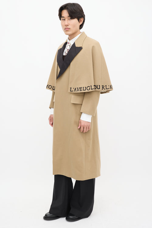 Gucci Brown & Multicolour Wool Cape Coat