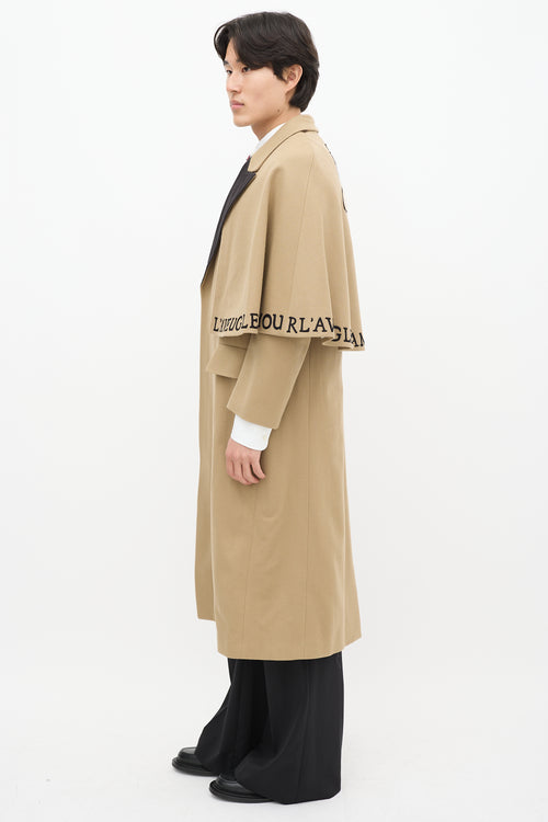 Gucci Brown & Multicolour Wool Cape Coat