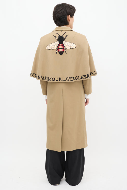 Gucci Brown & Multicolour Wool Cape Coat