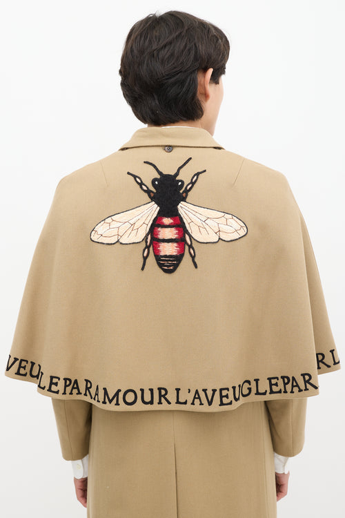 Gucci Brown & Multicolour Wool Cape Coat