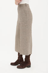 Gucci Brown & Navy Houndstooth Cropped Trouser