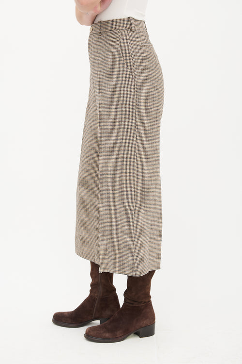 Gucci Brown & Navy Houndstooth Cropped Trouser