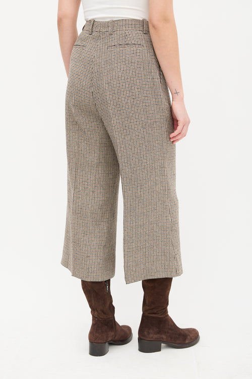 Gucci Brown & Navy Houndstooth Cropped Trouser