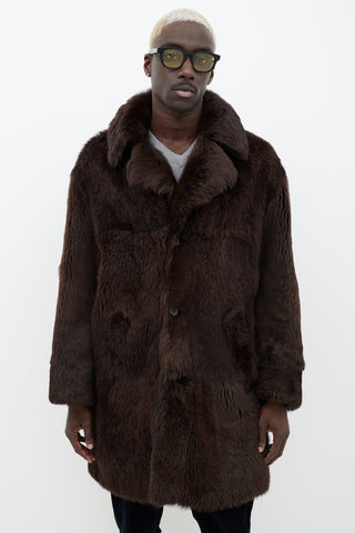 Gucci Brown Notched Lapel Fur Coat