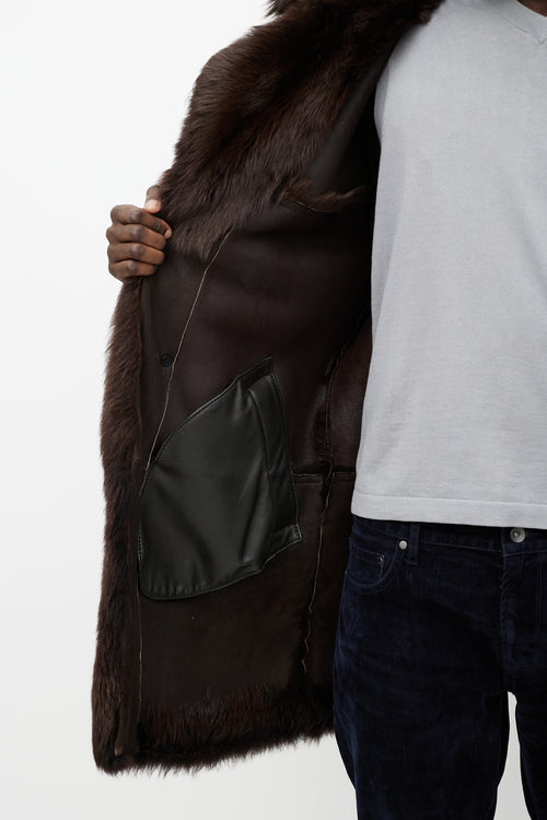 Gucci Brown Notched Lapel Fur Coat