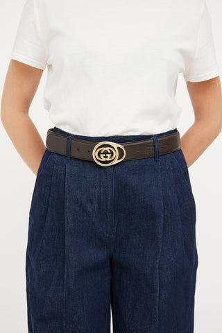 Gucci Brown & Gold Leather Belt