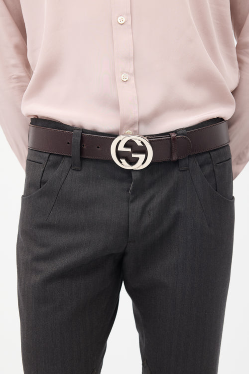 Gucci Dark Brown Interlocking GG Belt