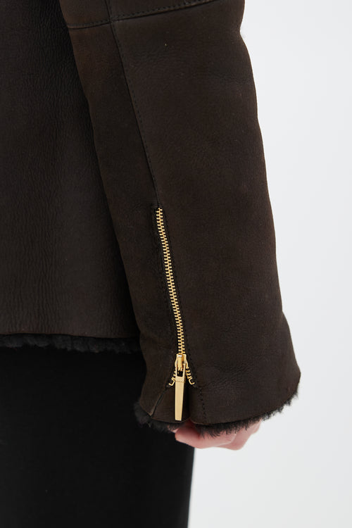 Gucci Brown Shearling Belted Coat