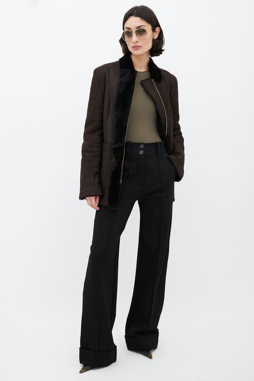 Gucci Brown Shearling Belted Coat