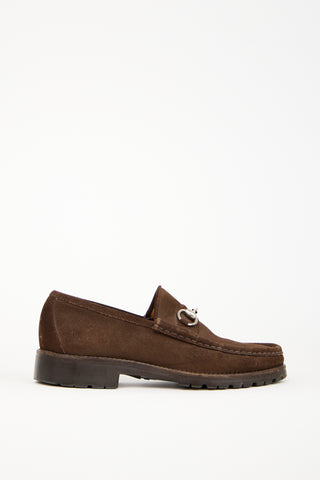 Gucci Brown Suede Lug Sole Loafer