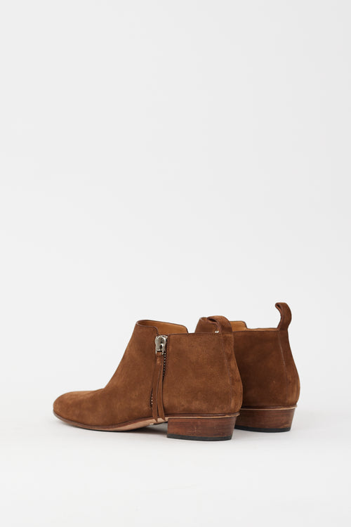 Gucci Brown Suede Zip Ankle Boot
