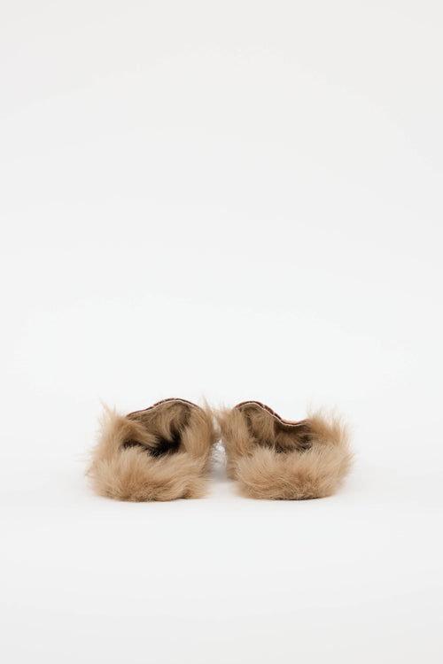 Gucci Velvet GG Princetown Fur Mule