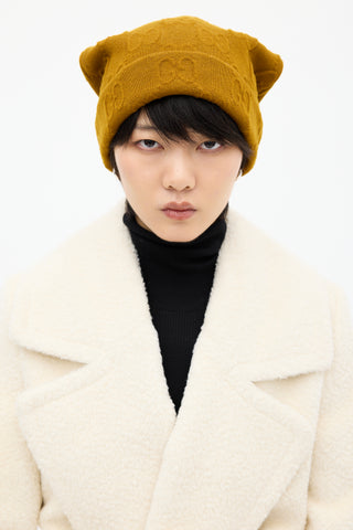 Gucci Brown Wool Monogram Beanie